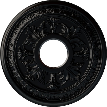 Ekena Millwork Baltimore Ceiling Medallion (Fits Canopies up to 5 1/2"), 15 3/8"OD x 4 1/4"ID x 1 1/2"P, Jet Black CM15BABLF